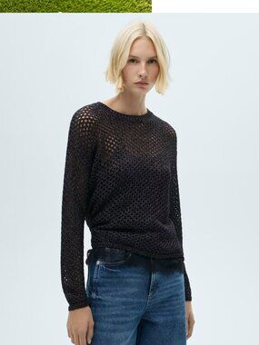 Mango Open-knit lurex sweater, Size M